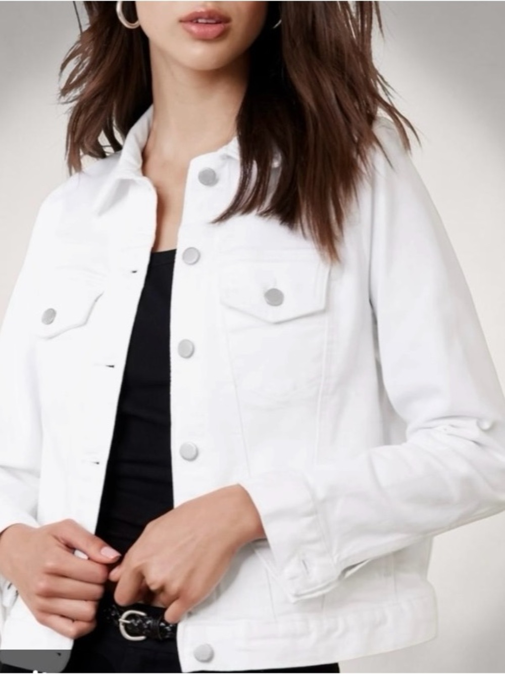 BANANA REPUBLIC Woman’s Medium White Denim Button down slightly cropped Jacket